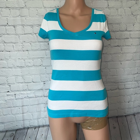 Tommy Hilfiger Tops - tommy hilfiger blue & white striped shirt size XS
